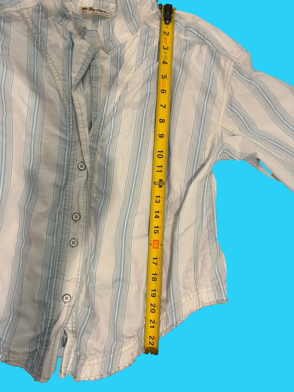 Free People Pale Blue Striped Button-Down Shirt - Picture 7 of 9